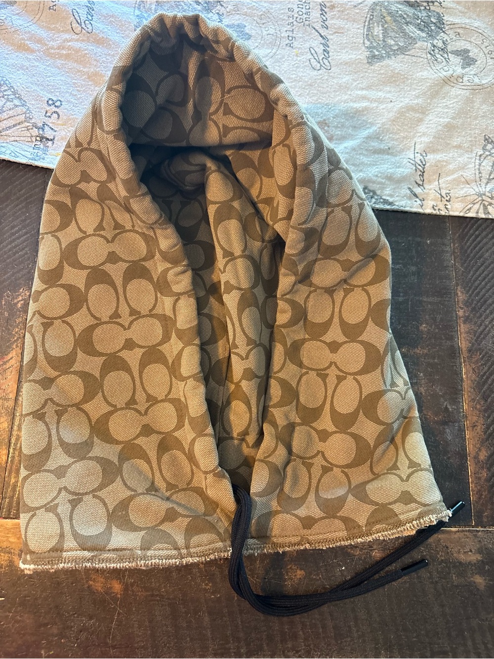 Coach Brown/Tan Monogram Drawstring Hood
